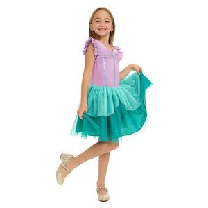 Disney Princess Ariel Lilac Purple Teal Tulle Dress Girls Mermaid Costume 8
